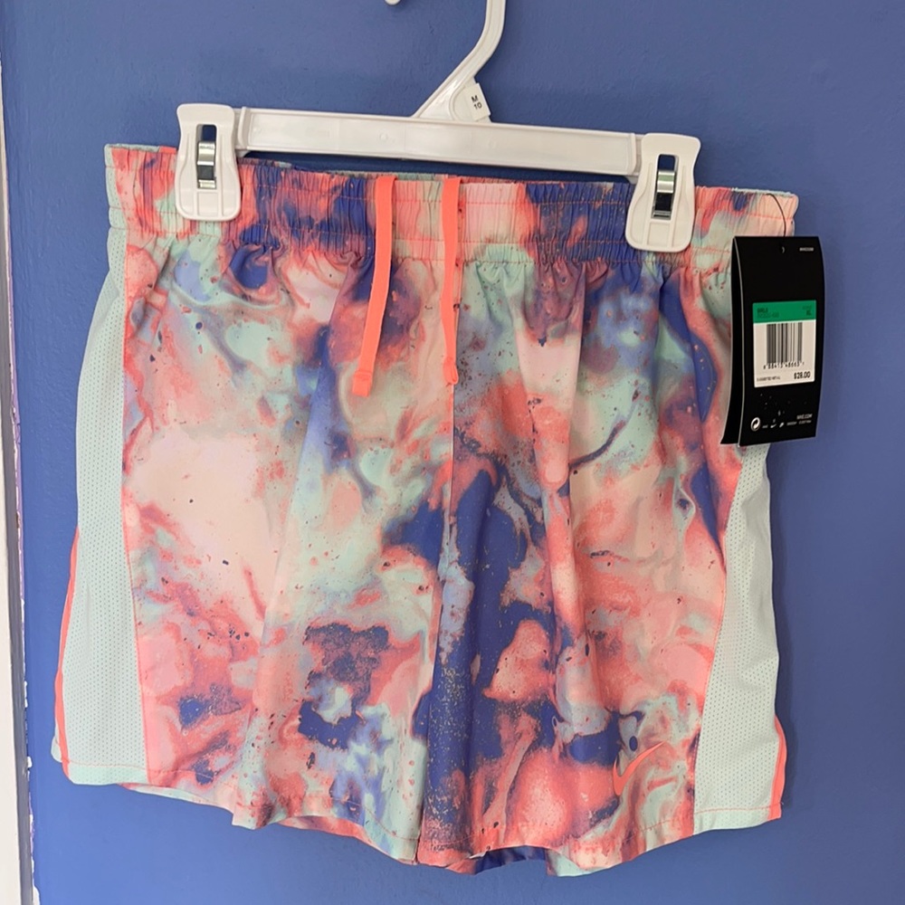 Nike Girls Mint Green Orange Shorts Brand New